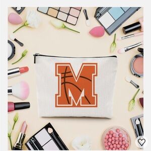 Orange M Basketball Makeup Bag